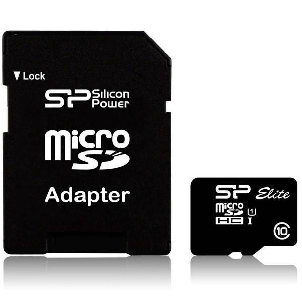 Silicon Power Elite UHS-I U1 Class 10 40MBps microSDXC With Adapter - 64GB، کارت حافظه سیلیکون پاور مدل Elite کلاس 10 استاندارد UHS-I U1 سرعت40MB/s همراه با آداپتور تبدیل - 64GB