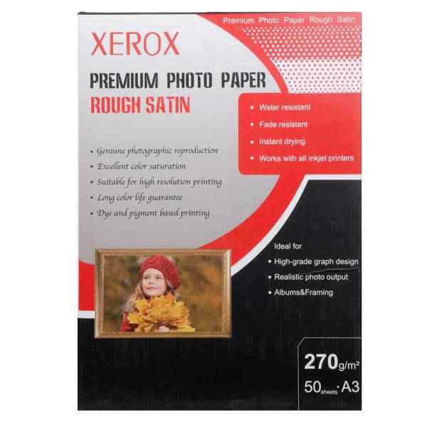 XEROX Rough Satin Premium Photo Paper A3 Pack Of 50، کاغذ عکس زیراکس مدل Rough Satin سایز A3 بسته 50 عددی