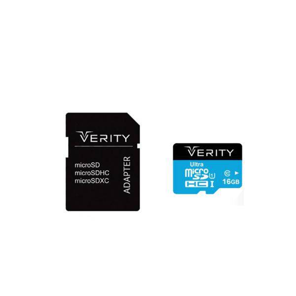 Verity U1 Class 10 65MBps microSDHC With Adapter - 16GB، کارت حافظه microSDHC وریتی مدل کلاس 10 استاندارد U1 سرعت 65MBps همراه با آداپتور SD ظرفیت 16 گیگابایت