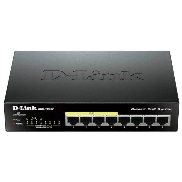 D-Link DGS-1008P 8-Port Gigabit PoE Unmanaged Switch، سوییچ 8 پورت گیگابیتی و غیر مدیریتی دی-لینک مدل DGS-1008P