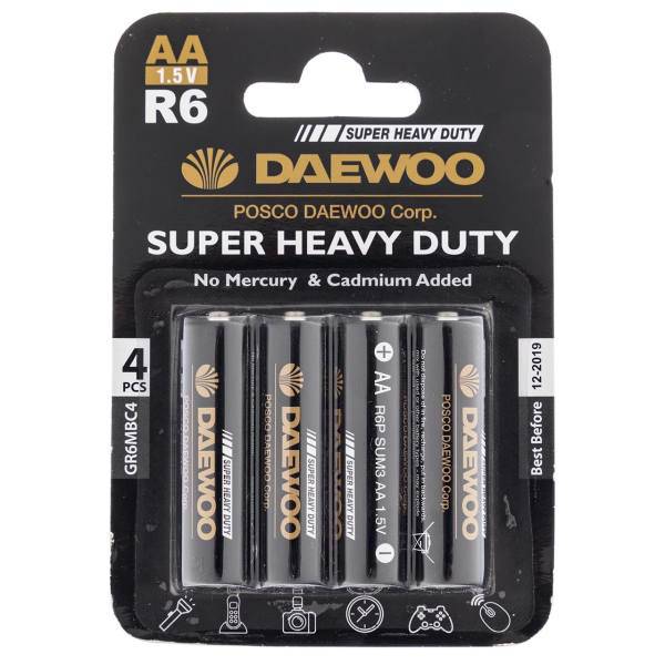 Daewoo Super Heavy Duty AA Battery Pack of 4، باتری قلمی دوو مدل Super Heavy Duty بسته 4 عددی