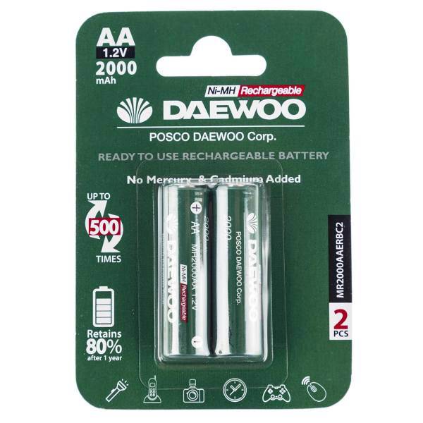 Daewoo Ni-MH Rechargeable AA Battery Pack of 2، باتری قلمی قابل شارژ دوو مدل Ni-MH بسته 2 عددی