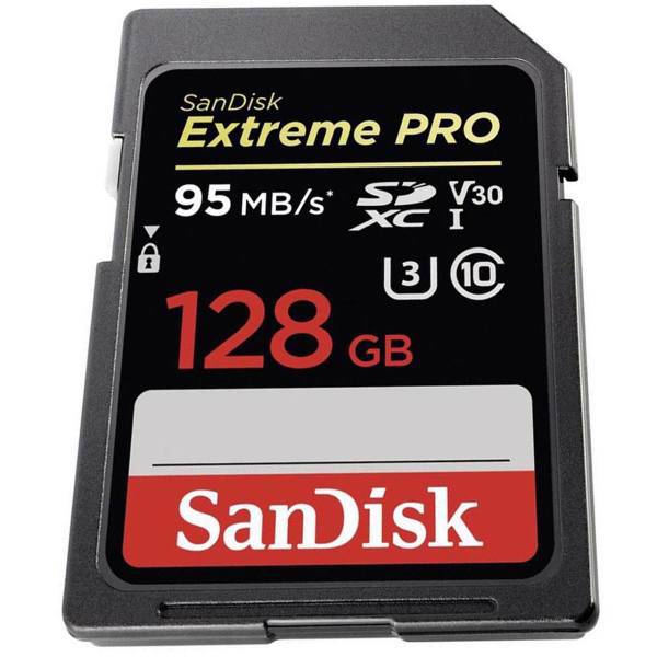 SanDisk Extreme Pro V30 Class 10 UHS-I U3 633X 95MBps SDXC - 128GB، کارت حافظه SDXC سن دیسک مدل Extreme Pro V30 کلاس 10 استاندارد UHS-I U3 سرعت 633X 95MBps ظرفیت 128 گیگابایت