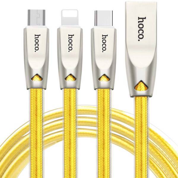 Hoco U9 USB To microUSB/Lightning/USB-C Cable 1.5m، کابل تبدیل USB به microUSB/لایتنینگ/USB-C هوکو مدل U9 طول 1.5 متر