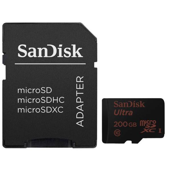 SanDisk Ultra UHS-I U1 Class 10 90MBps 600X microSDXC With SD Adapter - 200GB، کارت حافظه microSDXC سن دیسک مدل Ultra کلاس 10 استاندارد UHS-I U1 سرعت 600X 90MBps همراه با آداپتور SD ظرفیت 200 گیگابایت