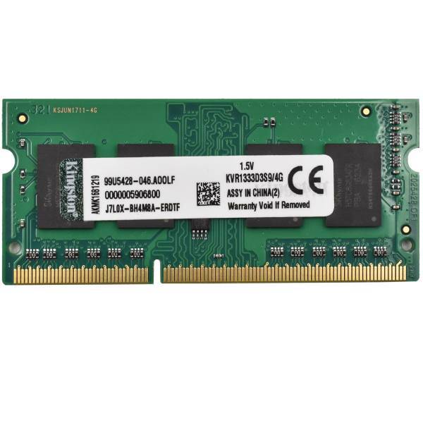 Kingston DDR3 1333S MHz CL9 RAM 4GB، رم لپ تاپ کینگستون مدلDDR3 1333S MHz CL9 ظرفیت 4 گیگابایت