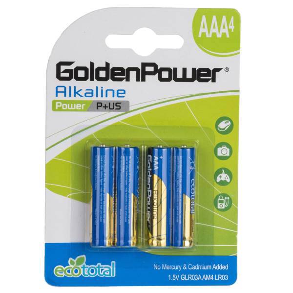 Golden Power Power P Plus US AAA Battery Pack Of 4، باتری نیم قلمی گلدن پاور مدل Power P Plus US بسته 4 عددی