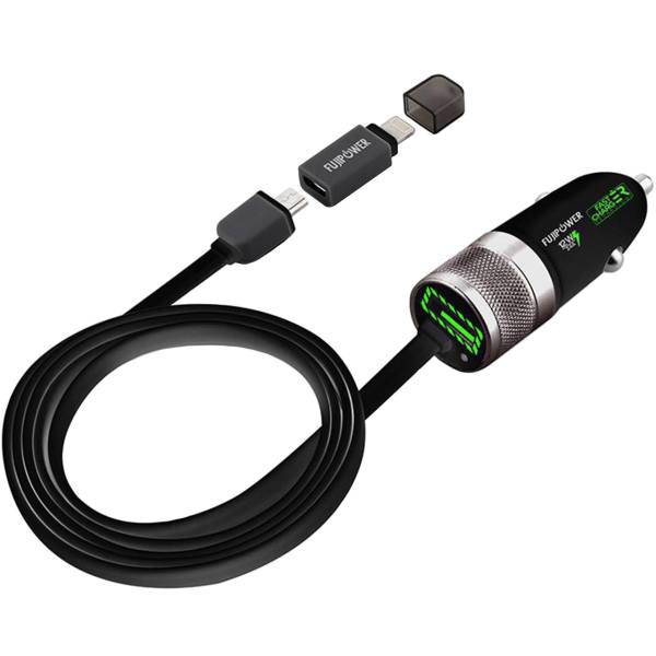 Fujipower Fast Charger Mini Car Charger For microUSB And Lightning Devices، شارژر فندکی فوجی پاور مدل Fast Charger Mini برای دستگاه های microUSB و لایتنینگ