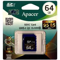 Apacer UHS-I U3 Class 10 95MBps SDXC - 64GB کارت حافظه SDXC اپیسر کلاس 10 استاندارد UHS-I U3 سرعت 95MBps ظرفیت 64 گیگابایت