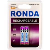 Ronda 400mAh Ni-CD Rechargeable AAA Battery Pack Of 2 باتری نیم قلمی قابل شارژ Ni-CD روندا ظرفیت 400 میلی آمپر ساعت بسته 2 عددی