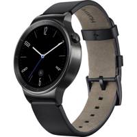 Huawei Watch Black Steel Case SmartWatch With Black Leather Band ساعت هوشمند هوآوی واچ مشکی مدل Steel Case With Black Leather Band