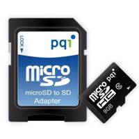 PQI Micro SDHC Class 10 UHS-I 8GB With adapter کارت حافظه میکرو اس دی پی کیو آی Micro SDHC Class 10 UHS-I 8GB