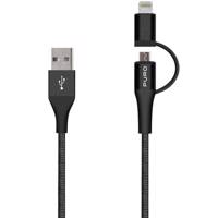 Puro CMAPLTFABRIC2 USB To microUSB And Lightning Cable 1m - کابل تبدیل USB به microUSB و لایتنینگ پورو مدل CMAPLTFABRIC2 به طول 1 متر