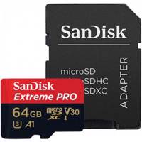 Sandisk Extreme Pro V30 UHS-I U3 Class A1 100MBps 667X microSDXC Card 64GB کارت حافظه microSDXC سن دیسک مدلExtreme Pro V30 کلاسA1 استاندارد UHS-I U3 سرعت 100MBps 667X ظرفیت 64 گیگابایت