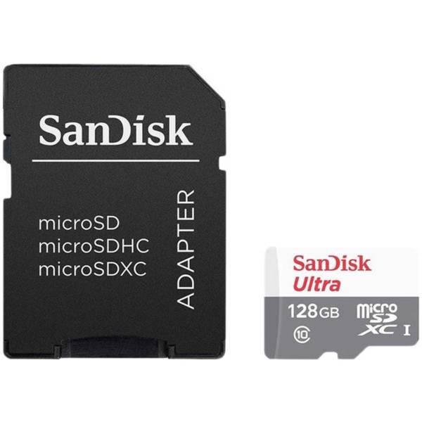 Sandisk Ultra UHS-I U1 Class 10 48MBps 320X microSDXC With Adapter - 128GB، کارت حافظه microSDXC سن دیسک مدل Ultra کلاس 10 استاندارد UHS-I U1 سرعت 48MBps 320X همراه با آداپتور SD ظرفیت 128 گیگابایت