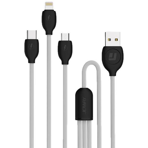 Joway LI100 USB to Micro USB/Lightning/USB-C Cable 1.2m، کابل تبدیل USB به Micro USB و لایتنینگ و USB-C جووی مدل LI100 به طول 1.2 متر