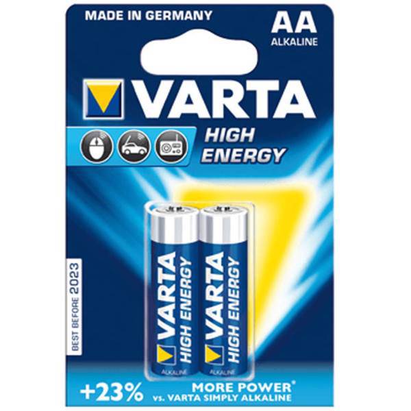 Varta High Energy Alkaline LR6AA Batteryack of 2، باتری قلمی وارتا مدل High Energy Alkaline LR6AA بسته 2 عددی