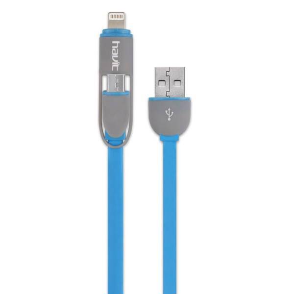Havit HV-CB522 Retractable USB To Lightning And microUSB Cable 1m، کابل جمع شونده USB به لایتنینگ و microUSB هویت مدل HV-CB522 به طول 1 متر