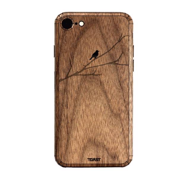 Toast Bird On Branch Wood Cover For Iphone 7 Black and Jet Black، کاور چوبی تست مدل Bird On Branch مناسب برای گوشی‌ های موبایل آیفون7 در رنگ‌ های مشکی مات و مشکی براق