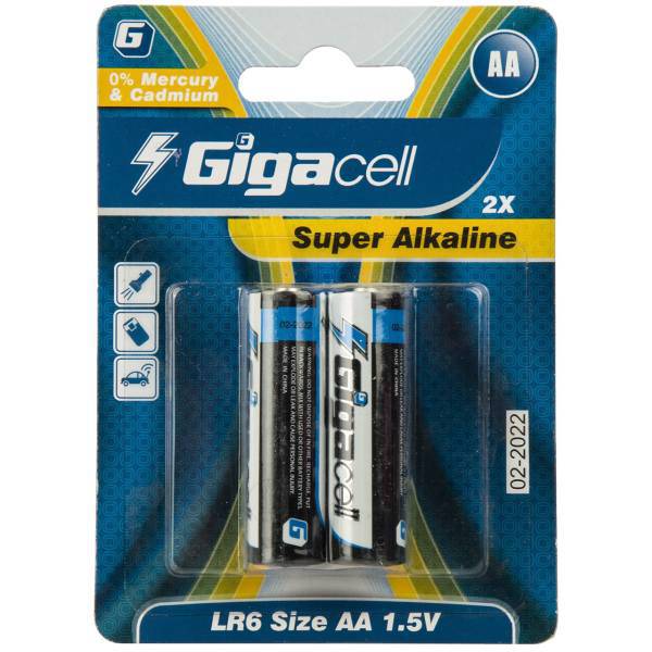 Gigacell Super Alkaline AA Batteryack of 2، باتری قلمی گیگاسل مدل Super Alkaline - بسته 2 عددی