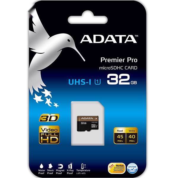 ADATA Premier Pro Class 10 UHS-I U1 45MBps microSDHC - 32GB، کارت حافظه‌ microSDHC ای دیتا مدل Premier Pro کلاس 10 استاندارد UHS-I U1 سرعت 45MBps ظرفیت 32 گیگابایت