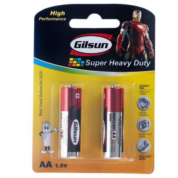 Gilsun Super Heavy Duty AA Battery Pack of 2، باتری قلمی گیلسان مدل Super Heavy Duty بسته 2 عددی