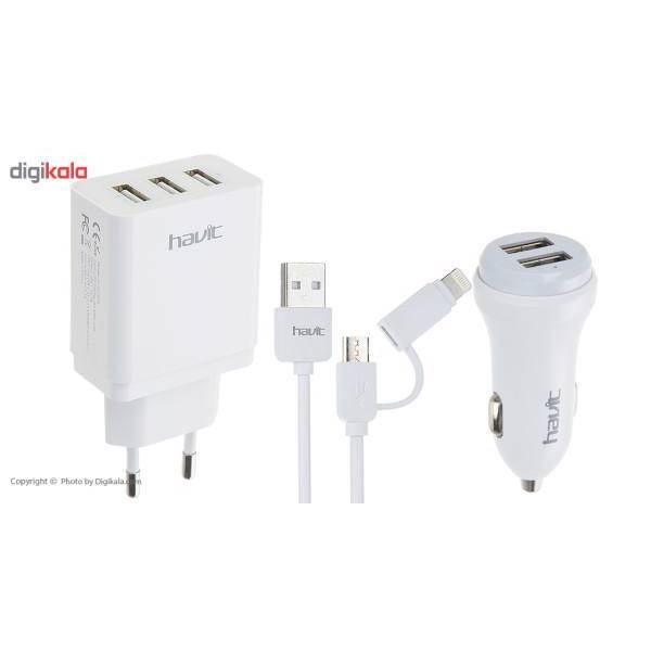 Havit HV-ST802 3 in 1 Car Charger، شارژر فندکی هویت مدل HV-ST802 3 in 1