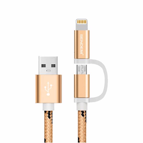 SENDEM M9 Lighting to USB Cable 1m، کابل شارژ دو سر سند ای ام مدل M9 برای شارژ آیفون و اندرویدطول 1متر