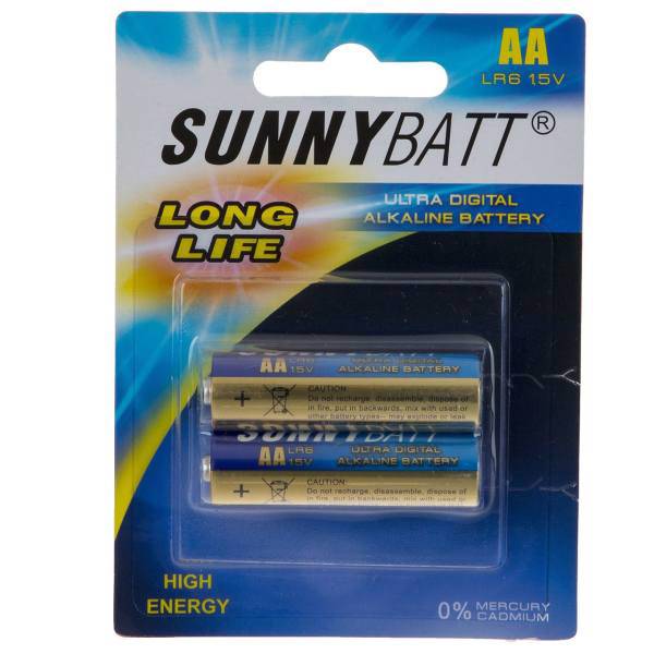Sunny Batt Ultra Digital Alkaline AA Battery Pack of 2، باتری قلمی سانی بت مدل Ultra Digital Alkaline بسته 2 عددی