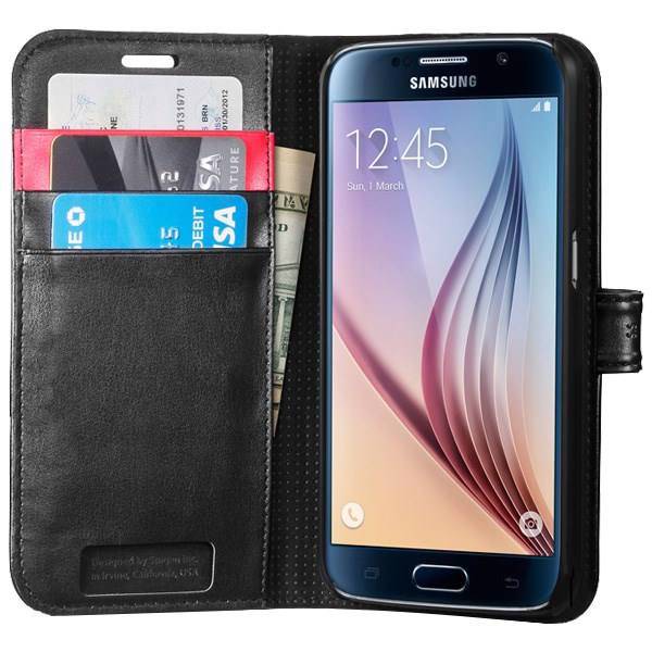 Spigen Wallet S Flip Cover For Samsung Galaxy S6، کیف کلاسوری اسپیگن مدل Wallet S مناسب برای گوشی موبایل سامسونگ Galaxy S6