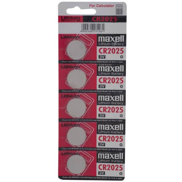 Maxell Lithium CR2025 minicell Pack Of 5، باتری سکه ای مکسل مدل CR2025 بسته 5 عددی