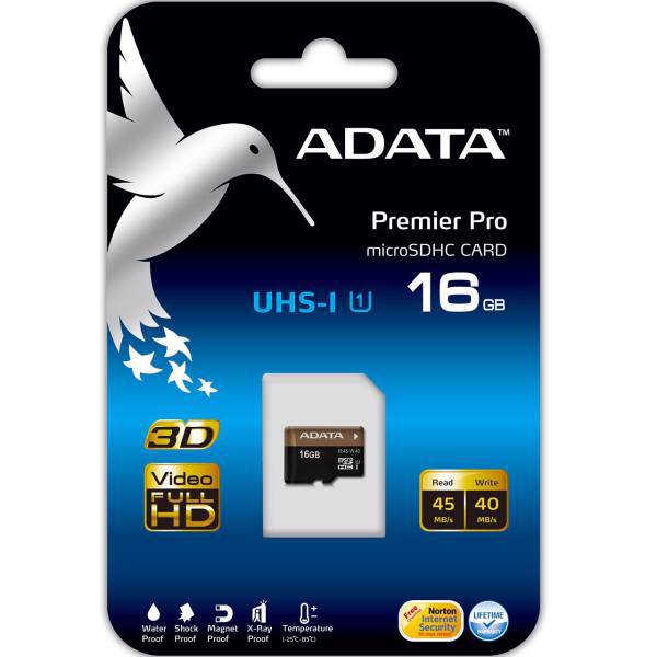 ADATA Premier Pro Class 10 UHS-I U1 45MBps microSDHC - 16GB، کارت حافظه‌ microSDHC ای دیتا مدل Premier Pro کلاس 10 استاندارد UHS-I U1 سرعت 45MBps ظرفیت 16 گیگابایت