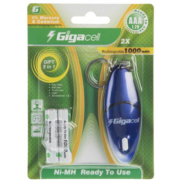 Gigacell 1000mAh Rechargeable AAA Battery Pack of 2، باتری نیم قلمی قابل شارژ گیگاسل مدل 1000mAh بسته 2 عددی