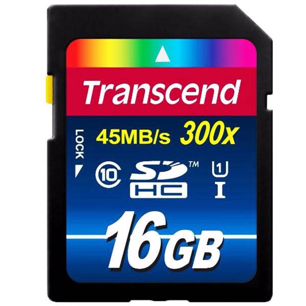 Transcend Premium UHS-I U1 Class 10 45MBps 300X SDHC - 16GB، کارت حافظه‌ SDHC ترنسند مدل Premium کلاس 10 استاندارد UHS-I U1 سرعت 45MBps 300X ظرفیت 16گیگابایت