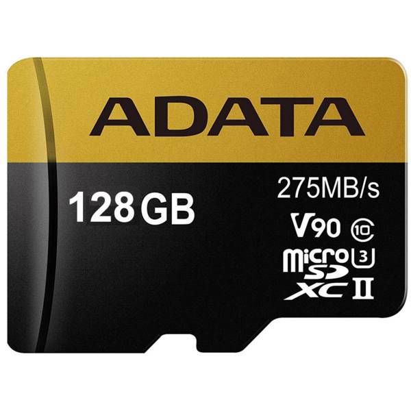 Adata Premier One V90 UHS-II U3 Class 10 275MBps microSDXC 128GB، کارت حافظه microSDXC ای دیتا مدل Premier ONE V90 کلاس 10 استاندارد UHS-II U3 سرعت 275MBps ظرفیت 128 گیگابایت