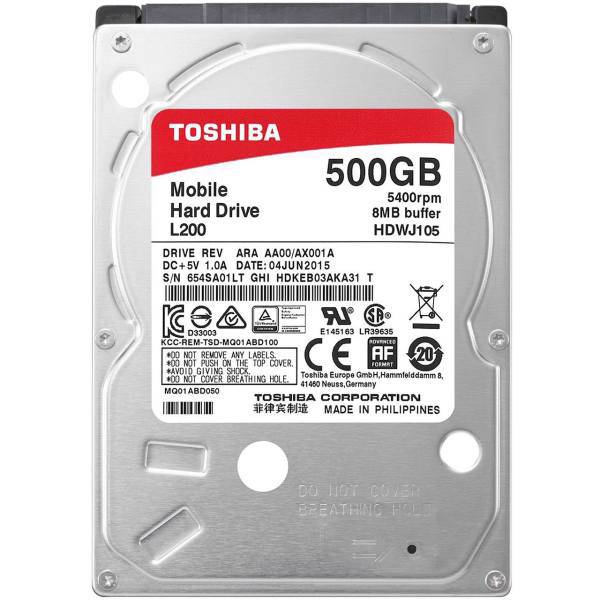 Toshiba L200 HDWJ105 Internal Hard Drive - 500GB، هارددیسک اینترنال توشیبا سری L200 مدل HDWJ105 ظرفیت 500 گیگابایت