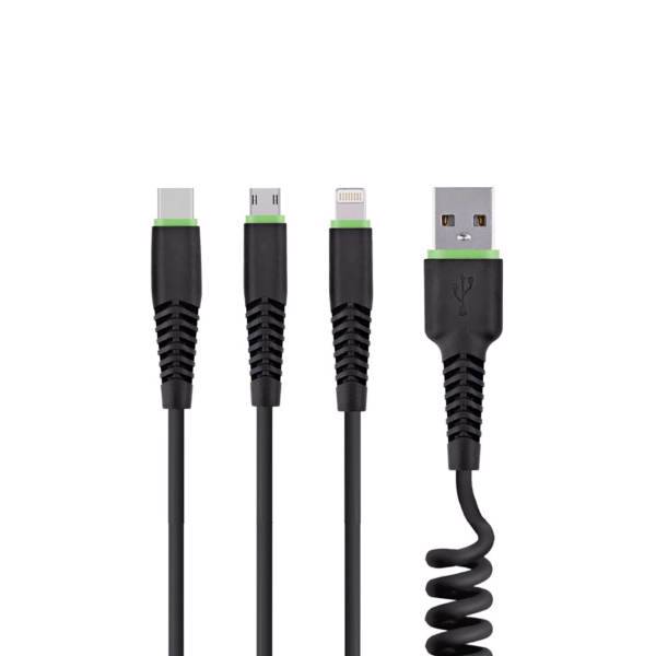 Porodo 3 In 1 USB To microUSB/Lightning/USB-C Cable 1.2 m، کابل تبدیل USB به microUSB/لایتنینگ/USB-C پرودو مدل 3In1 به طول 1.2 متر