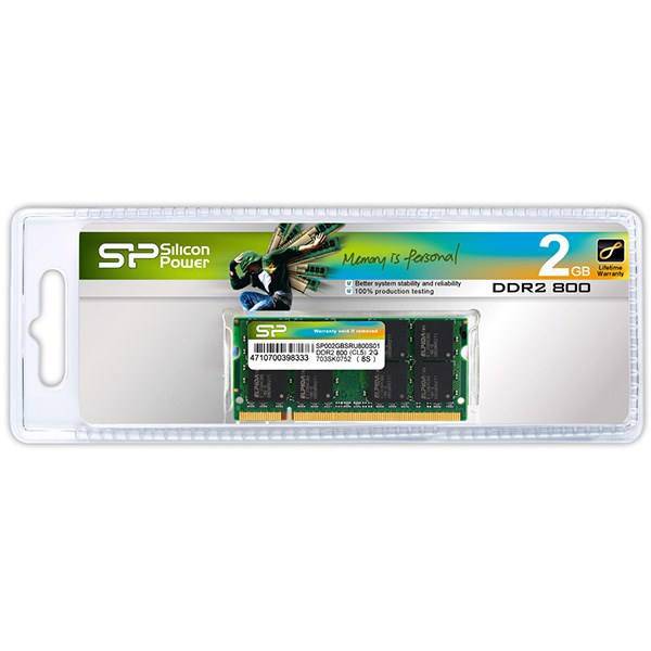 Silicon Power DDR2 800MHz Notebook Memory - 2GB، رم لپ تاپ Silicon Power مدل DDR2 800MHz ظرفیت 2 گیگابایت