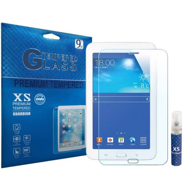 XS Tempered Glass Screen Protector For Samsung Galaxy Tab 3 Lite 7.0 With XS LCD Cleaner، محافظ صفحه نمایش شیشه ای ایکس اس مدل تمپرد مناسب برای تبلت سامسونگ Galaxy Tab 3 Lite 7.0 به همراه اسپری پاک کننده صفحه XS