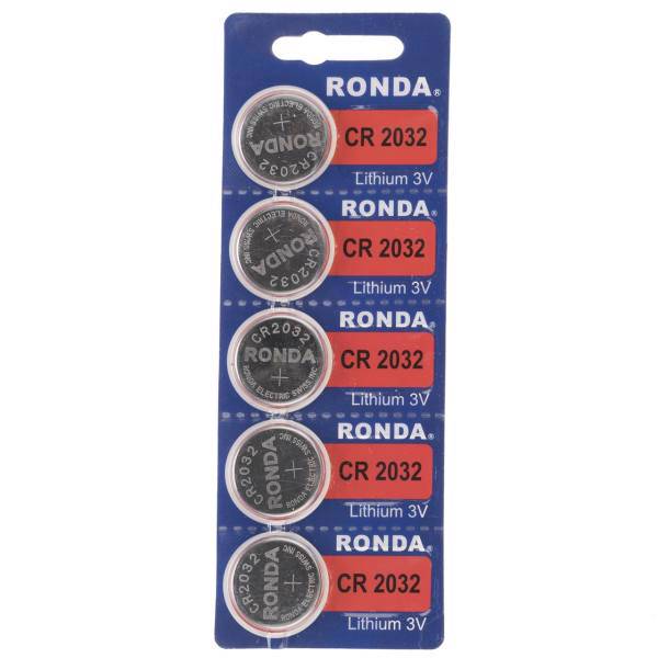 Ronda CR2032 minicell Pack Of 5، باتری سکه ای روندا مدل CR2032 بسته 5 عددی