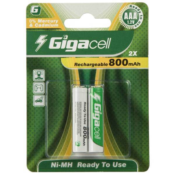 Gigacell 800mAh Rechargeable AAA Battery Pack of 2، باتری نیم قلمی قابل شارژ گیگاسل مدل 800mAh بسته 2 عددی