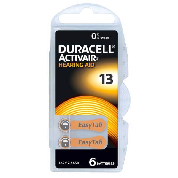 Duracell hearing aid battery No.13 pack of 6، باتری سمعک دوراسل شماره 13 بسته 6 عددی