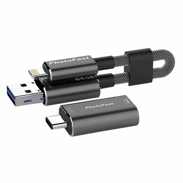 PhotoFast MemoriesCable 64GB Gen3 red Adapter USB، فلش مموری فوتوفست مدل Gen3 با ظرفیت 64 گیگابایت به همراه مبدل USB به USB-C