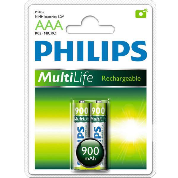 Philips Rechargeable MultiLife R03-MICRO AAA Battery Pack Of 2، باتری نیم قلمی قابل شارژ فیلیپس مدل MultiLife R03-MICRO بسته 2 عددی
