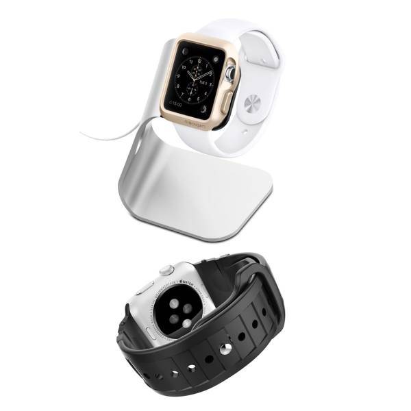Spigen S330 Apple Watch Stand With Spigen Rugged Band For Apple Watch - 42mm، پایه نگهدارنده اپل واچ اسپیگن مدل S330 به همراه بند اپل واچ اسپیگن مدل Rugged Band مناسب برای اپل واچ 42mm