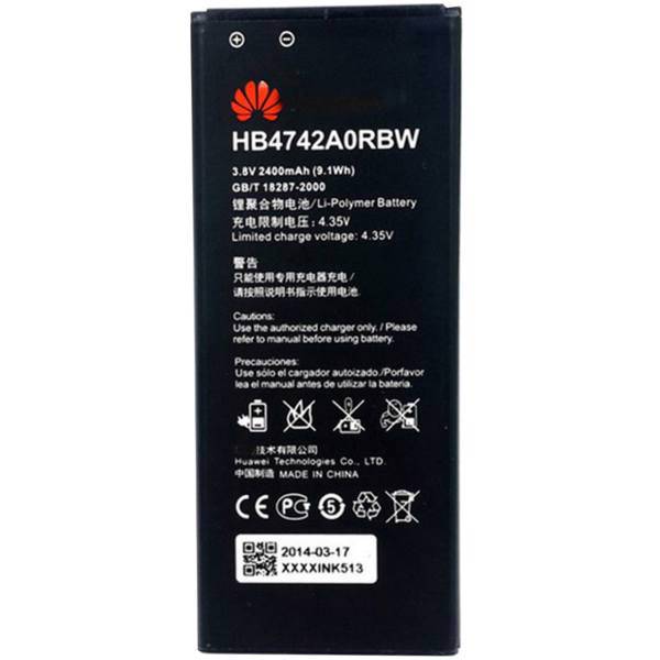 HUAWEI HB4742A0RBW 2400 mAh Cell Phone Battery For HUAWEI 3C، باتری موبایل هواوی مدل HB4742A0RBW با ظرفیت 2400 mAh مناسب برای گوشی موبایل هواوی 3C