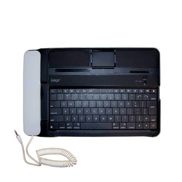Apple bluetooth Keyboard with telephone handset For iPad 3، کیبورد بی سیم تبلت مدل ip-090 به همراه گوشی مناسب برای آی پد 3