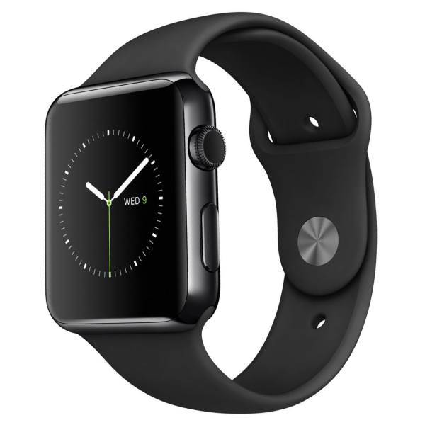 Apple Watch 38mm Space Black Stainless Steel Case with Black Sport Band، ساعت مچی هوشمند اپل واچ مدل 38mm Space Black Stainless Steel Case with Black Sport Band