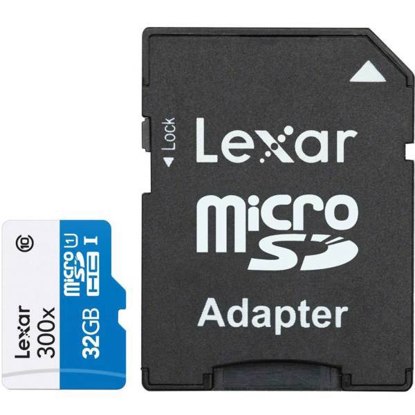 Lexar Mobile/Sport UHS-I U1 Class 10 45MBps 300X microSDHC With Adapter - 32GB، کارت حافظه‌ microSDHC لکسار مدل Mobile/Sport کلاس 10 استاندارد UHS-I U1 سرعت 45MBps 300X به همراه آداپتور SD ظرفیت 32 گیگابایت