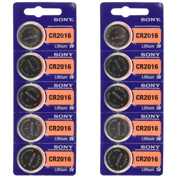 Sony CR2016 Lithium Battery Pack Of 10، باتری سکه ای سونی مدل CR2016 بسته 10 عددی